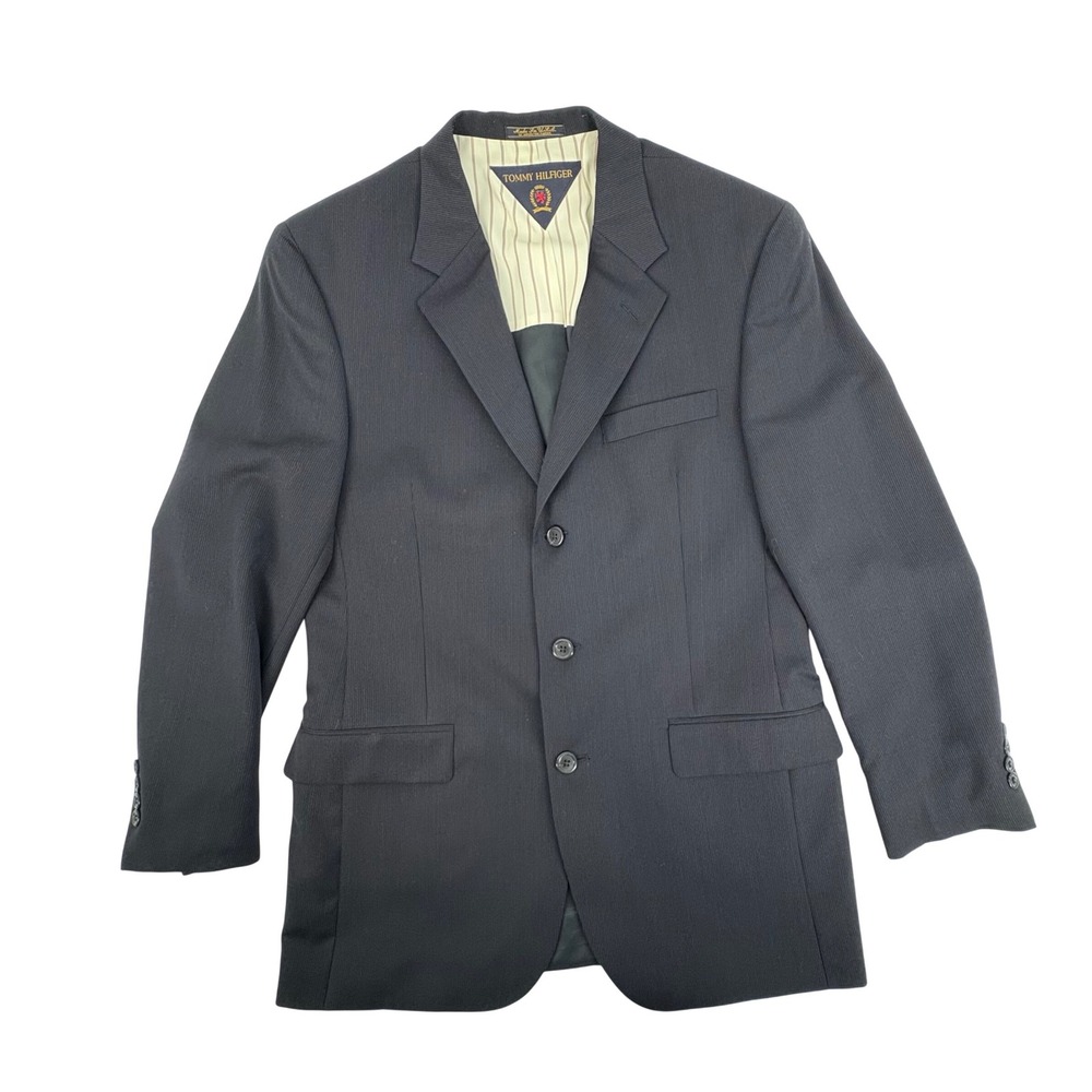 Tommy Hilfiger Men's Navy/Charcoal Pinstripe Blazer Suit Jacket Made in USA 40 R